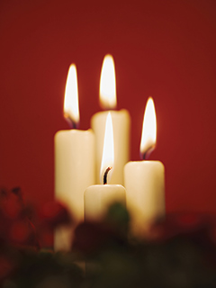 Four white candles for Advent