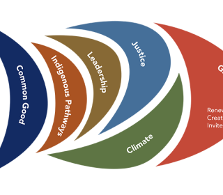 An infographic with the strategic plan areas making up a fish shape