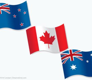 Flags of Canada, Australia, and New Zealand