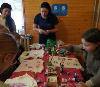 Children at an art table