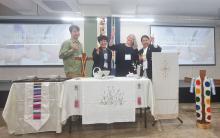 Reverend Kim Susannah and members of the congregation welcome Emily Dwyer