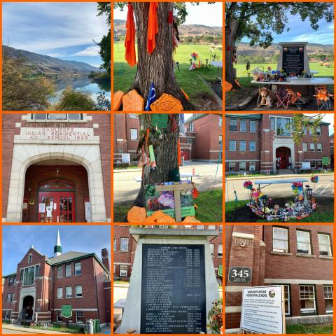 A collage of images from the memorial at the Kamloops school.