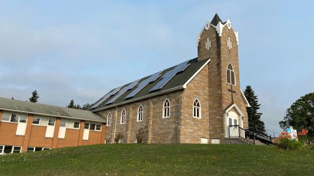 Wawa First United Church, showing solar panels