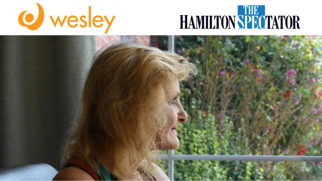 Sue, a client at the Wesley special care unit, looks out a window