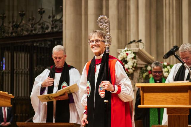 Bishop Mariann Budde leads the Service of Prayer for the Nation at the Washington National Cathedral.