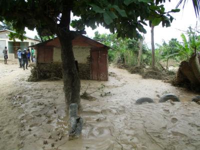 A house affected by a mud slide in Haiti after Hurricane Matthew