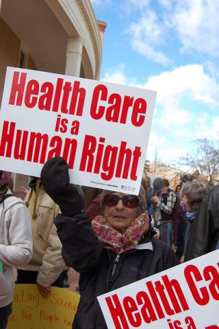 A protest for health care in Canada.