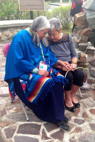 Lorna Standingready and Alberta Billy at the 30th anniversary of the United Church Apology to First Nations.