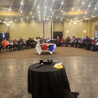 Attendees to the National Indigenous Spiritual Council sit in the closing circle